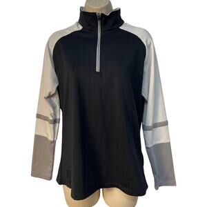 Kate Lord‎ Performance Long Sleeve Quarter-Zip Top Color White/Black/Gray Size M